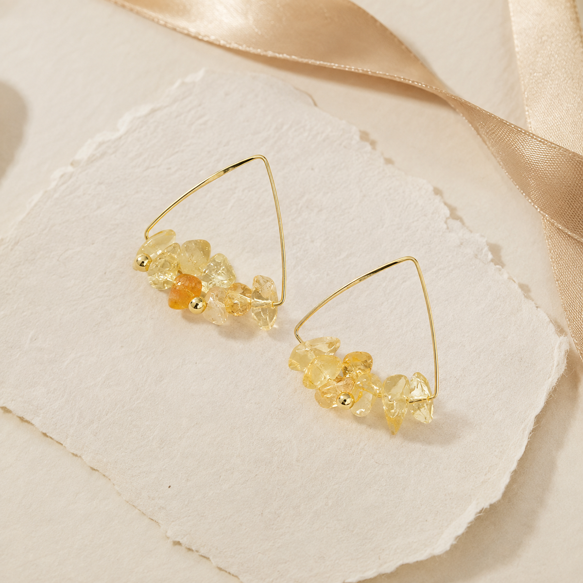 Crystal Chip Triangle Earrings