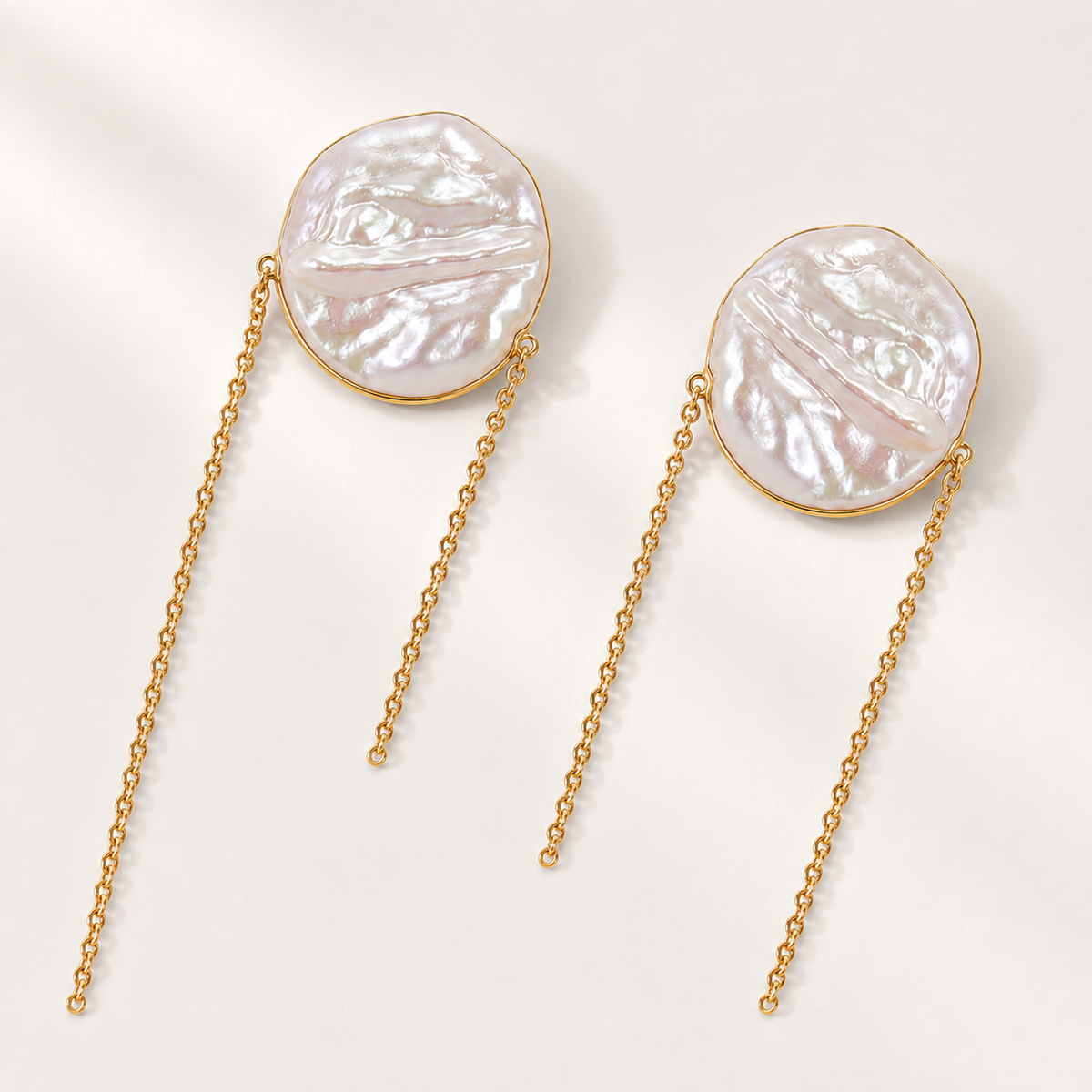 Baroque Pearl Gold Chain Earrings