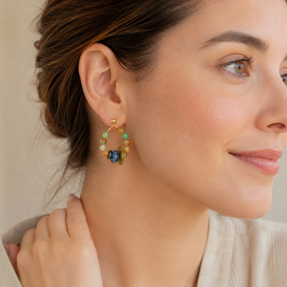 Sky Blue Natural Stone Stud Earrings
