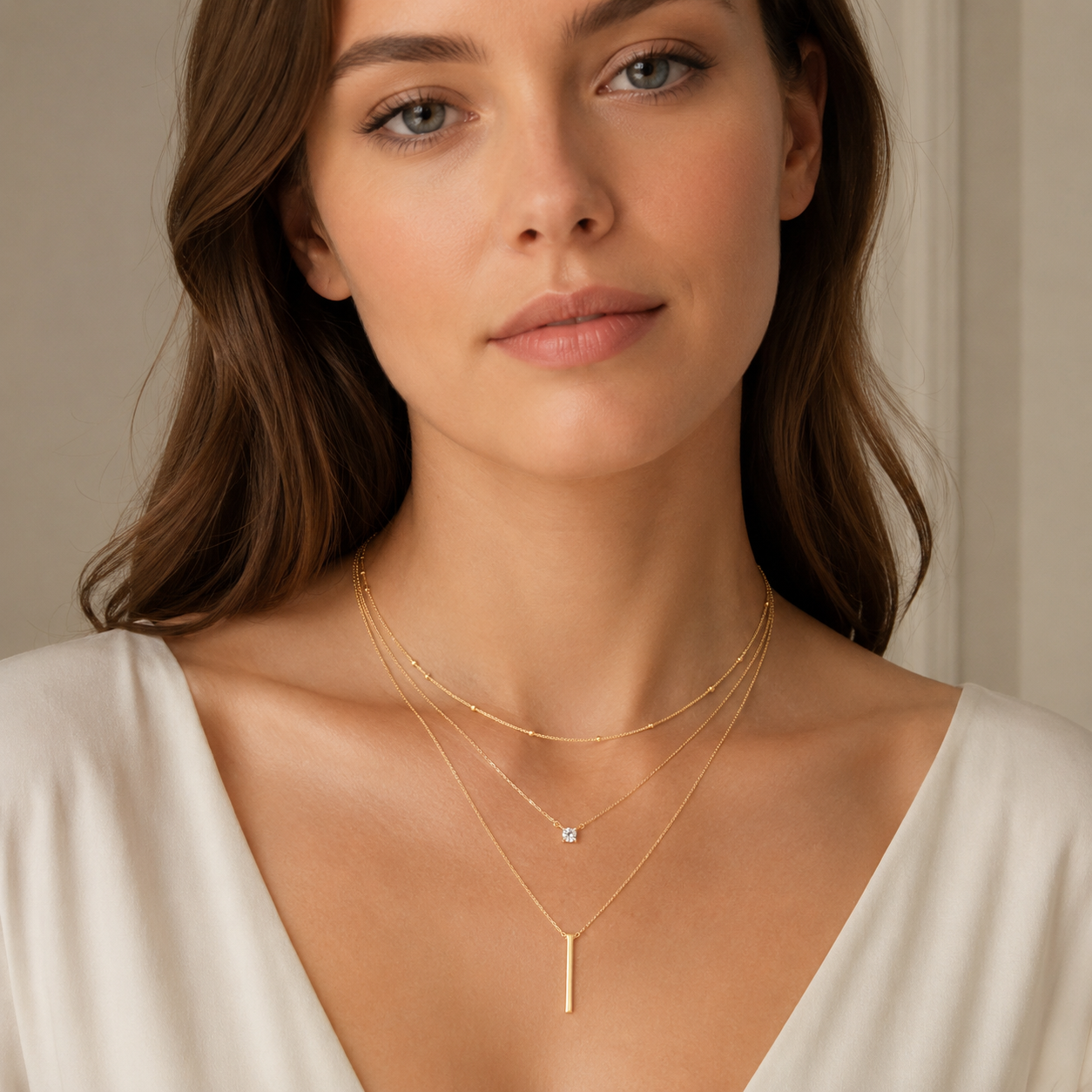 Multi-Layer CZ Bar Necklace