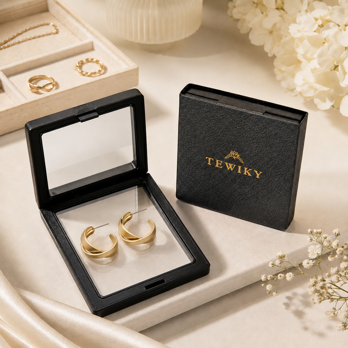 Gold Twist Cross Stud Earrings
