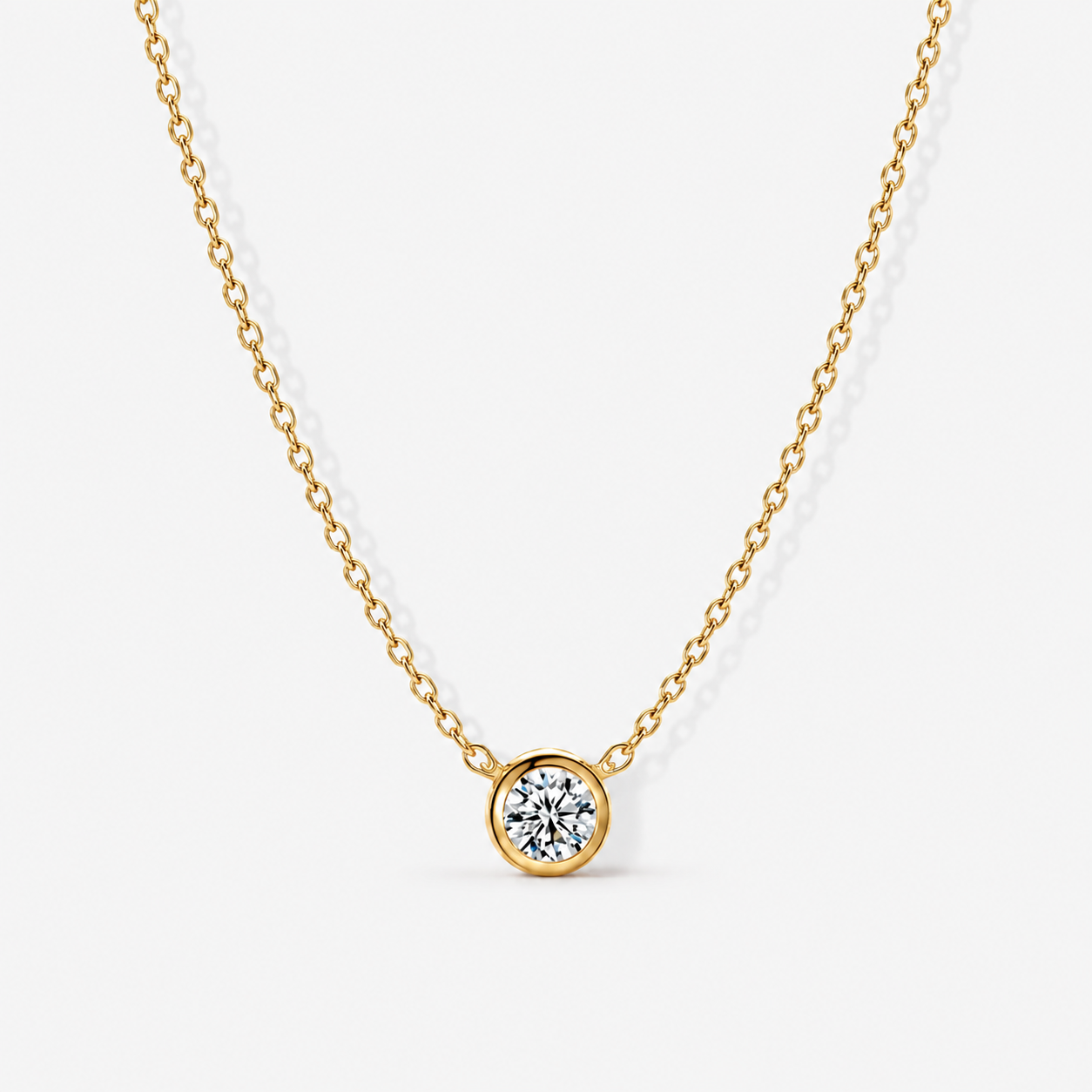 Dainty CZ Bezel Pendant Necklace