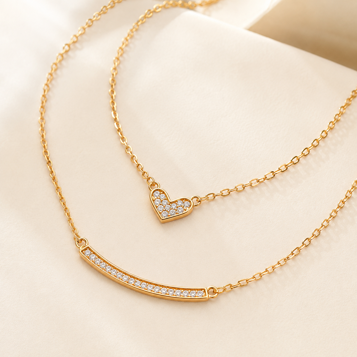 Layered Heart Bar Necklace