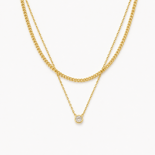 Layered CZ Cuban Chain Necklace