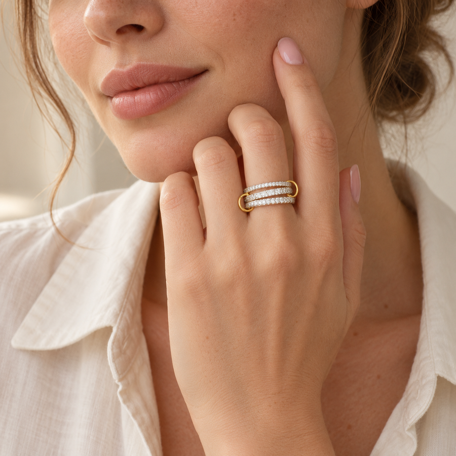 CZ Interlocking Stackable Ring