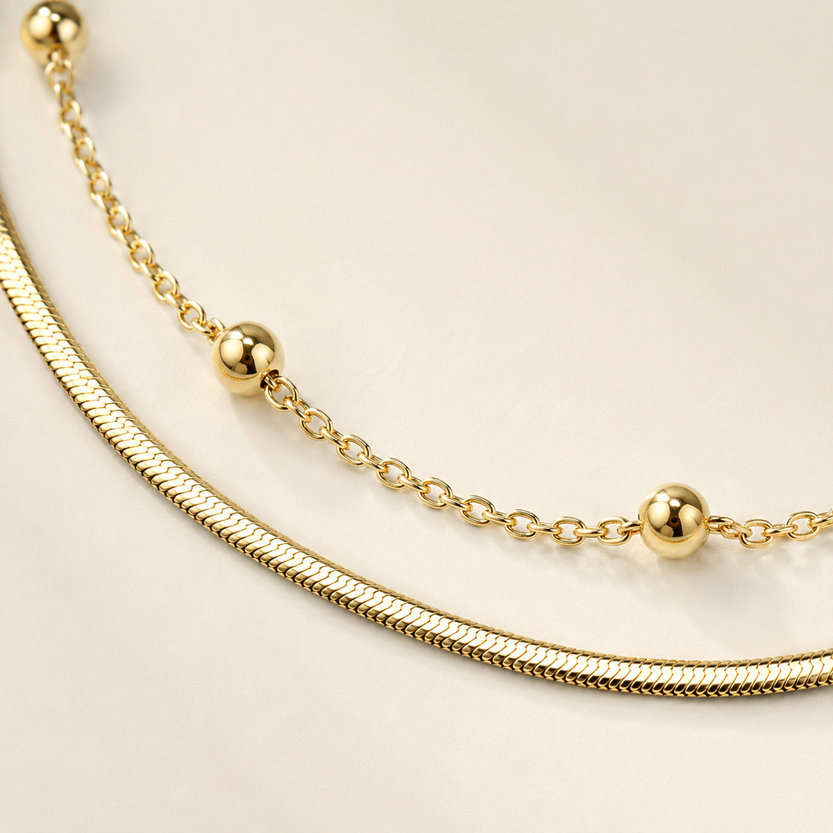 Layered Beaded Chain Necklace