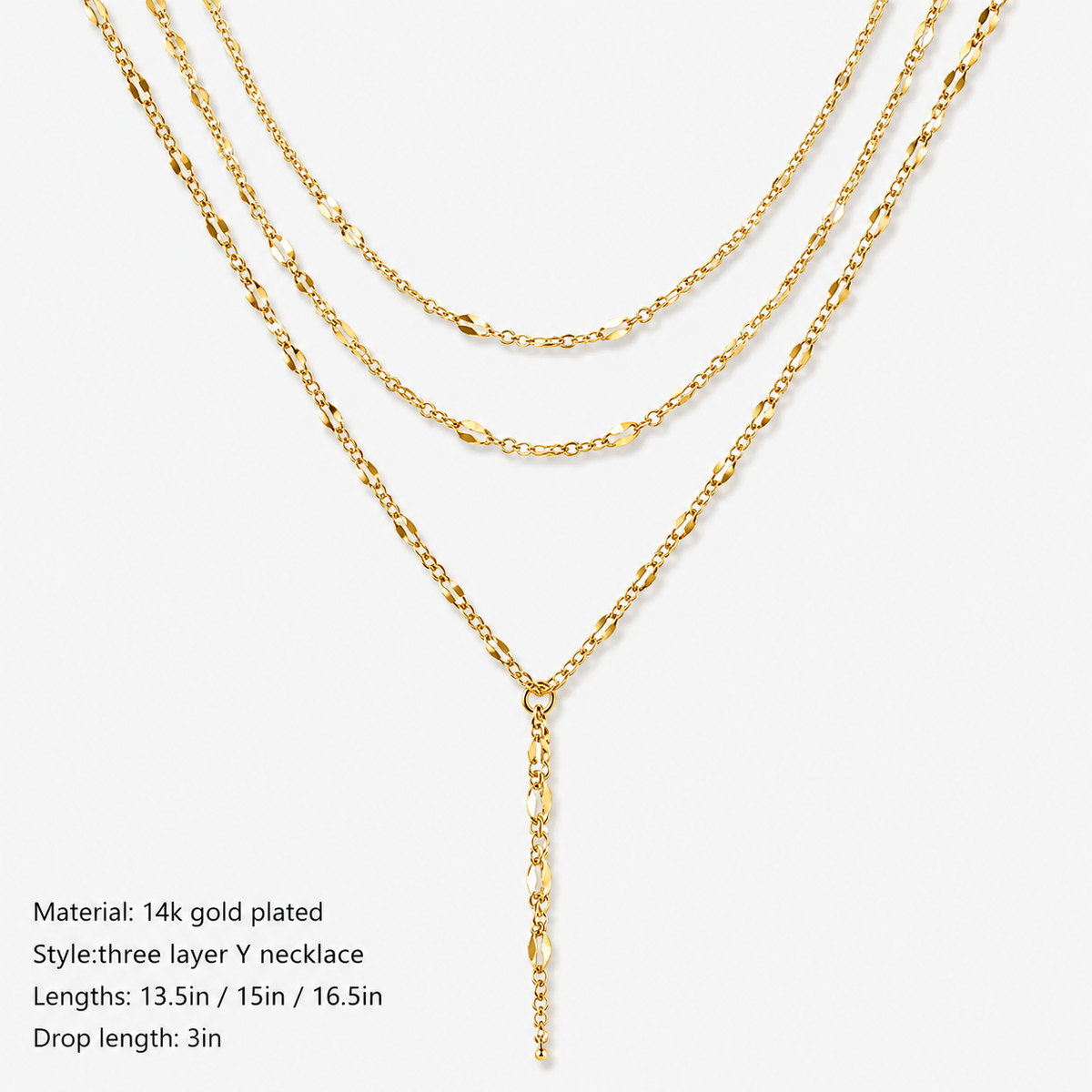 Triple Chain Y Necklace