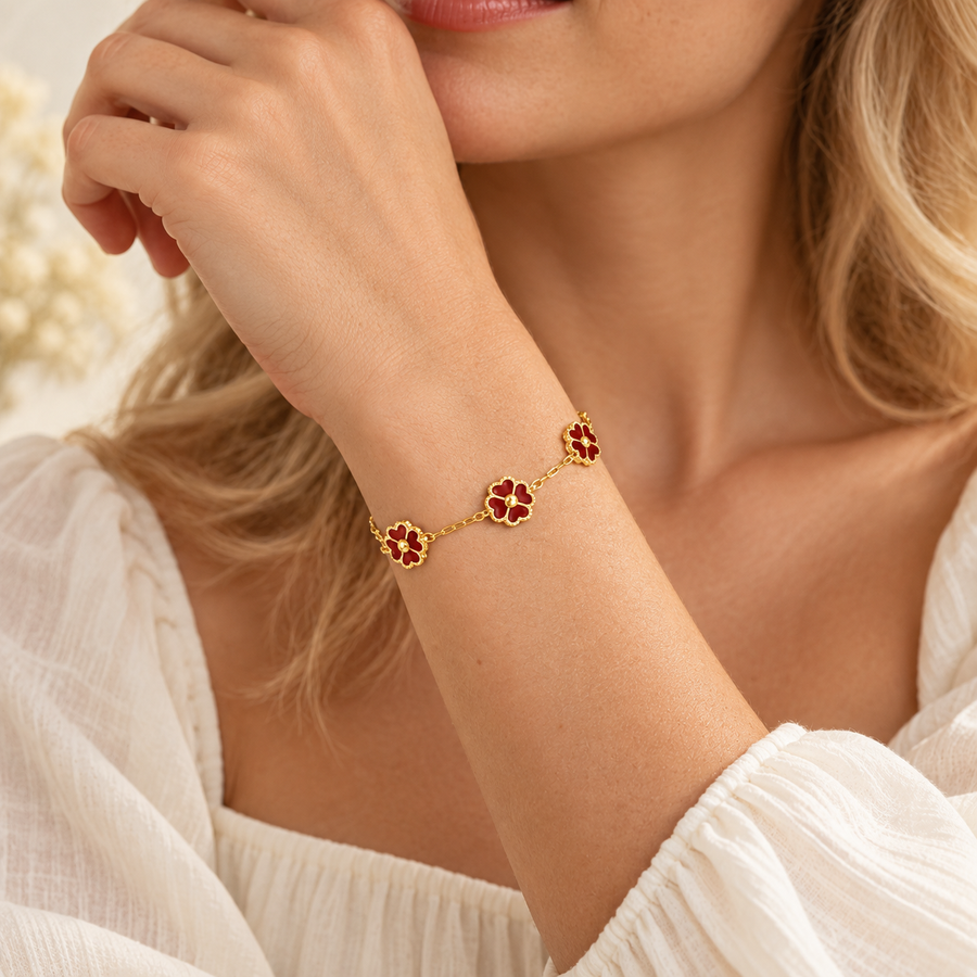 Gold Four-Leaf Clover Bracelet