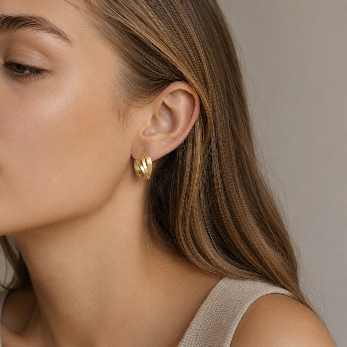 Gold Twist Cross Stud Earrings
