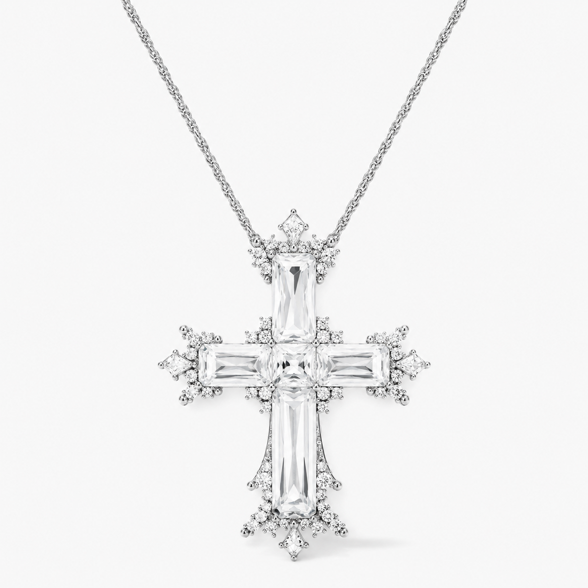 Large Paraiba Cross Pendant Necklace