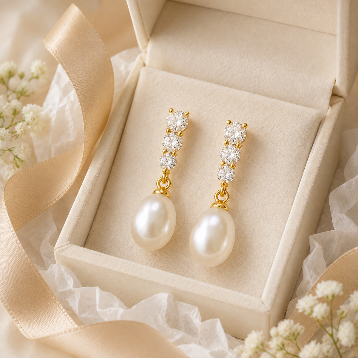 Classic Bridal Pearl Drop Earrings