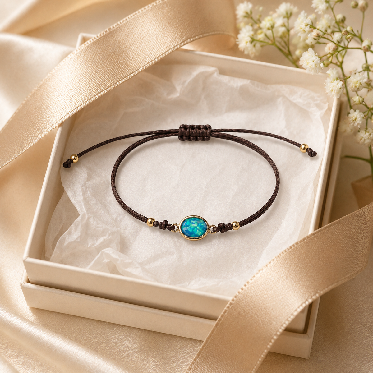 Iridescent Opal Adjustable Bracelet