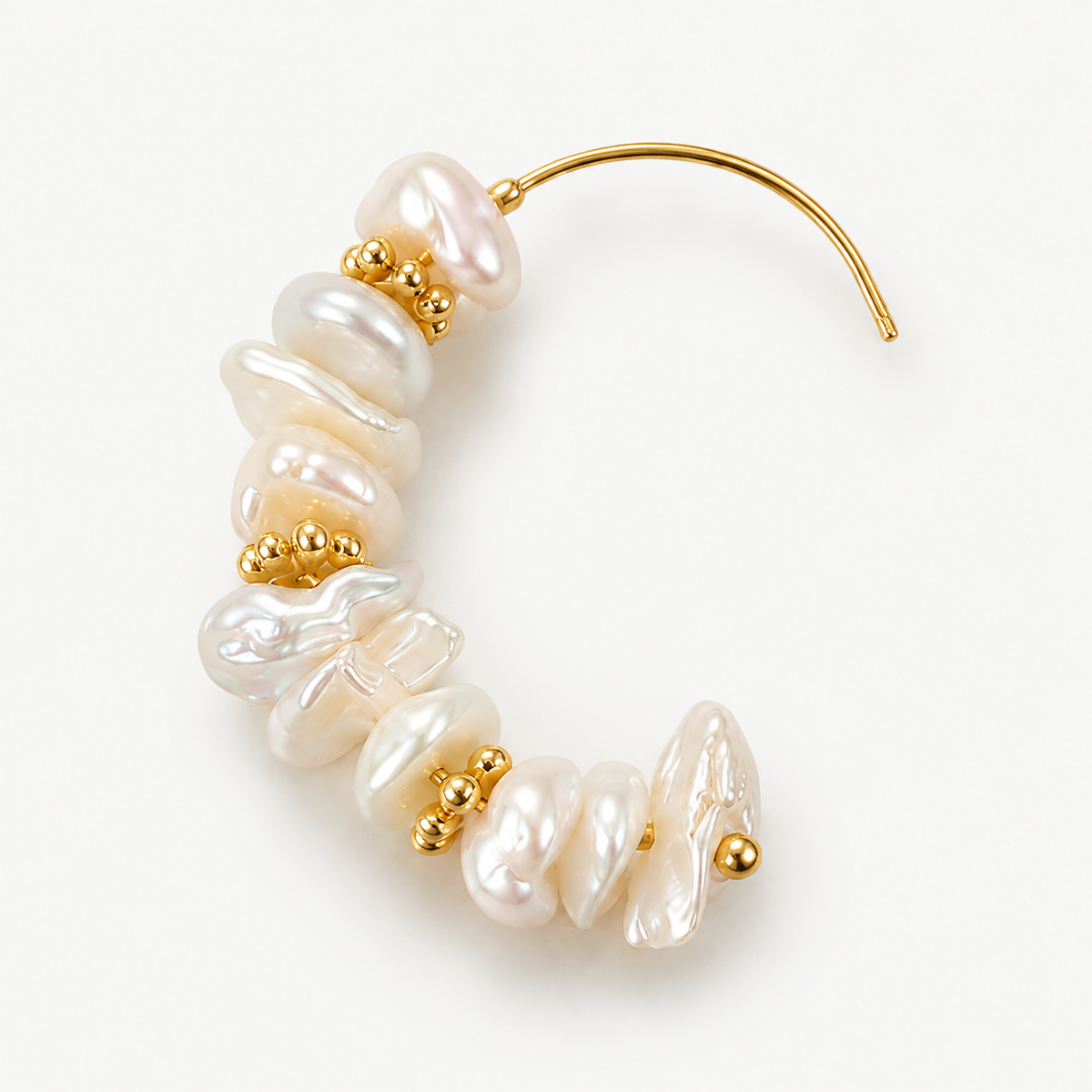 Baroque Pearl C-Hoop Earrings