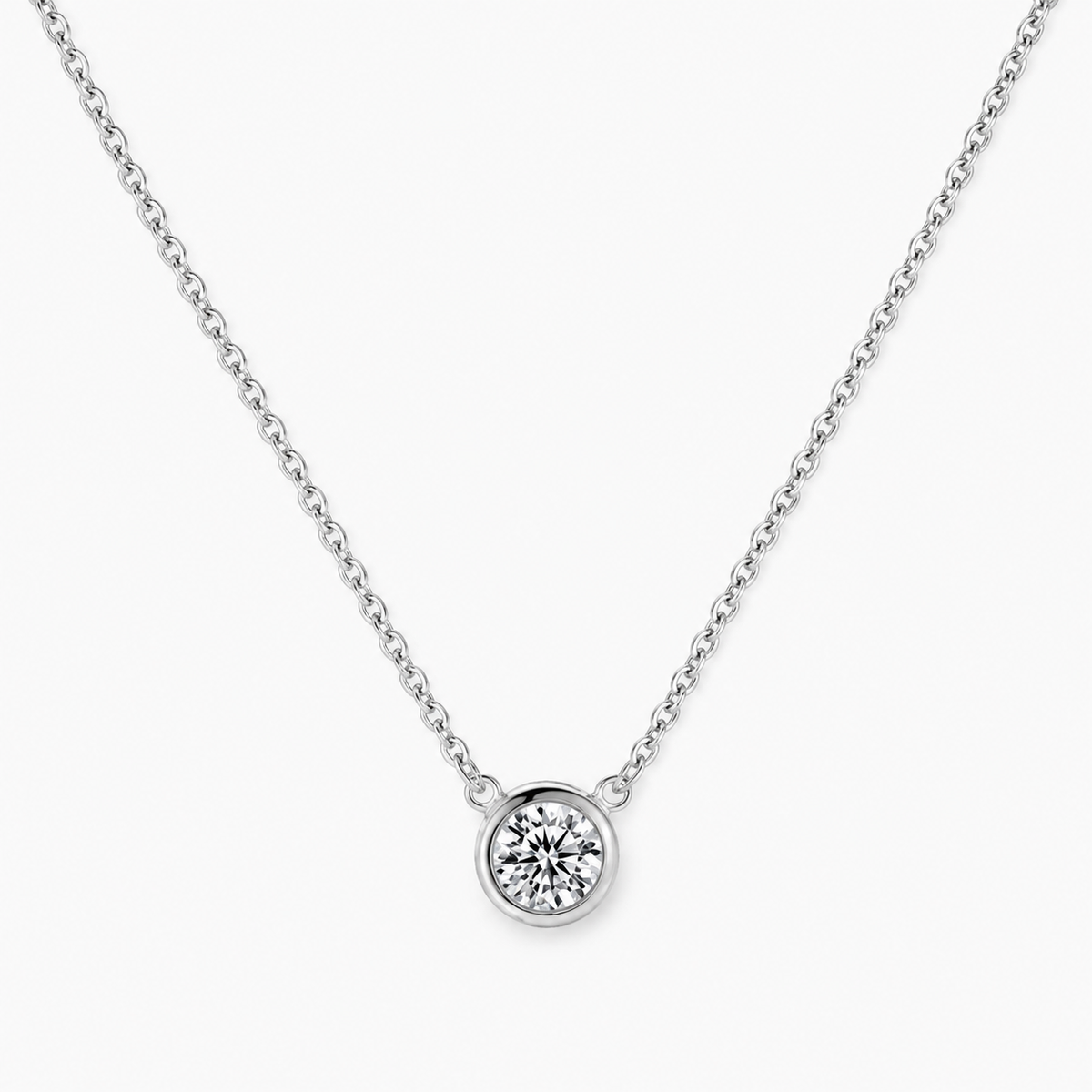 Dainty CZ Bezel Pendant Necklace