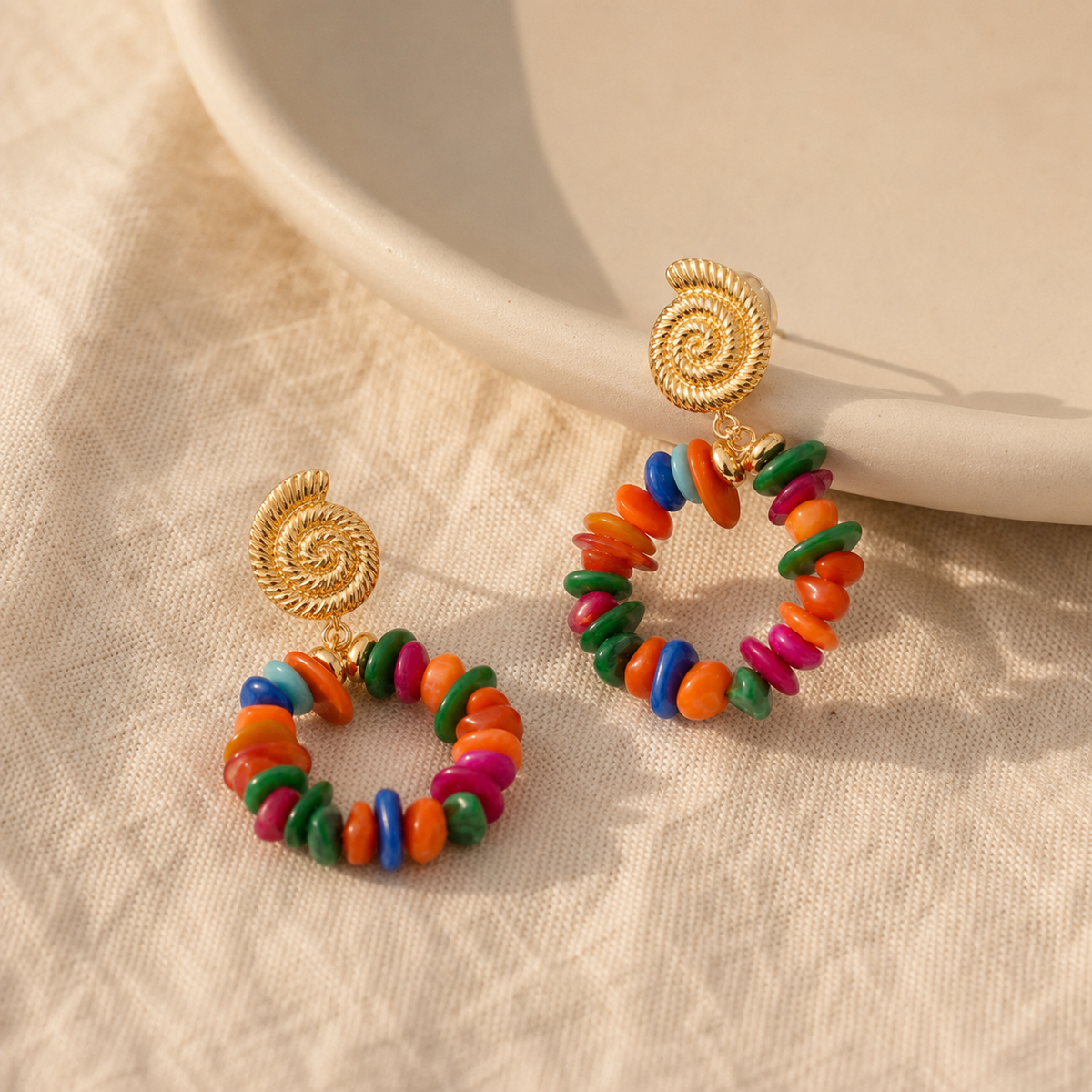 Colorful Natural Stone Clip-On Earrings
