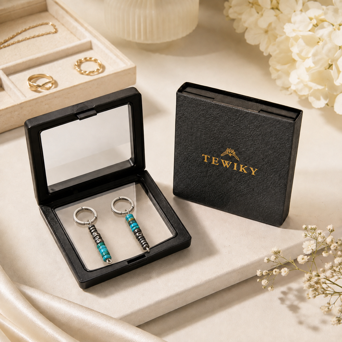 Asymmetrical Tibetan Dangle Earrings