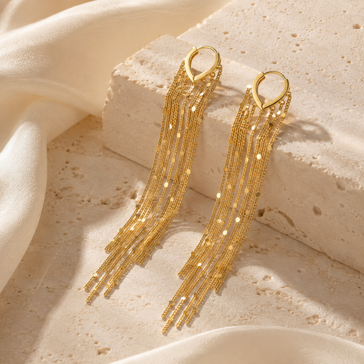 Gold Long Tassel Earrings