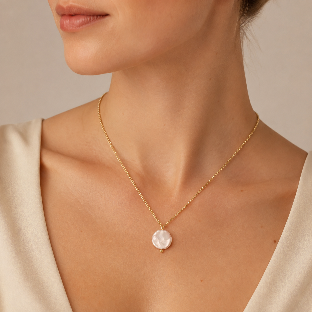 Circle Pearl Necklace