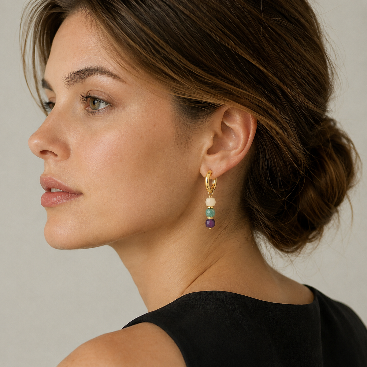 Colorful Natural Stone Dangle Earrings