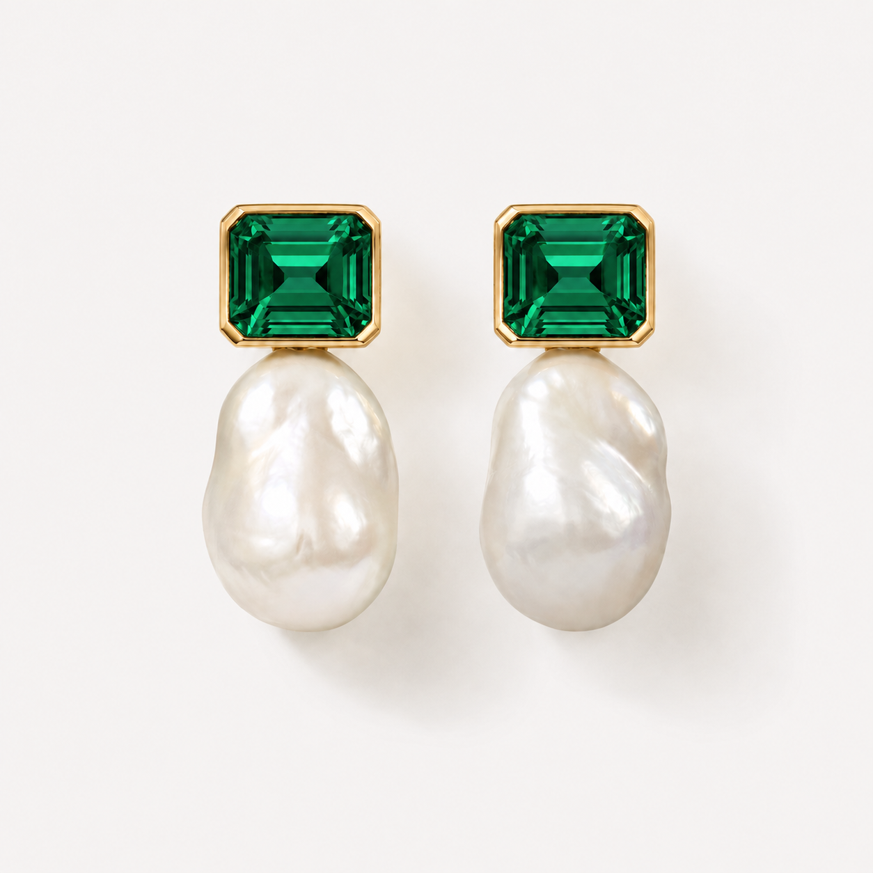Colorful Gemstone Baroque Pearl Earrings