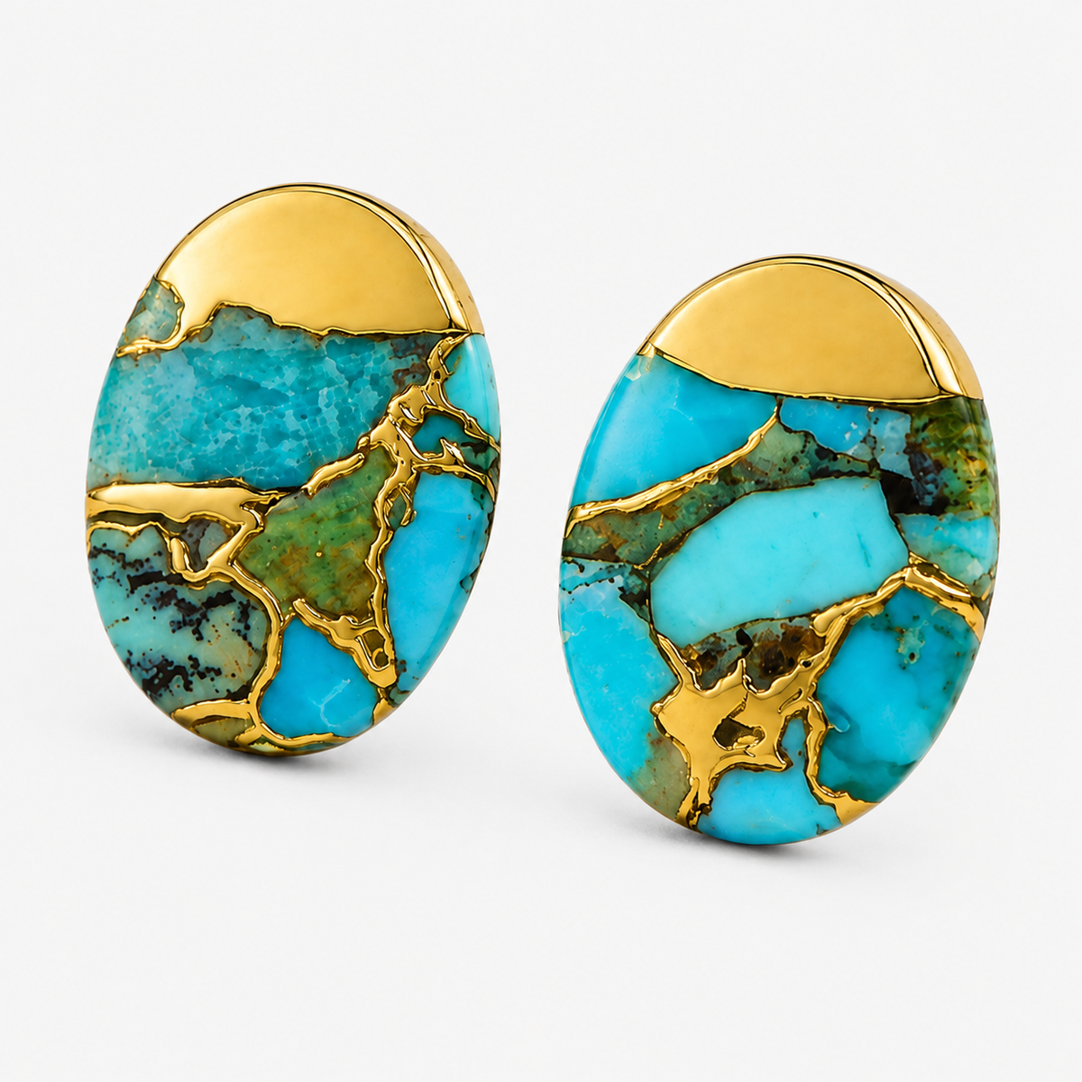 Oval Turquoise Stud Earrings