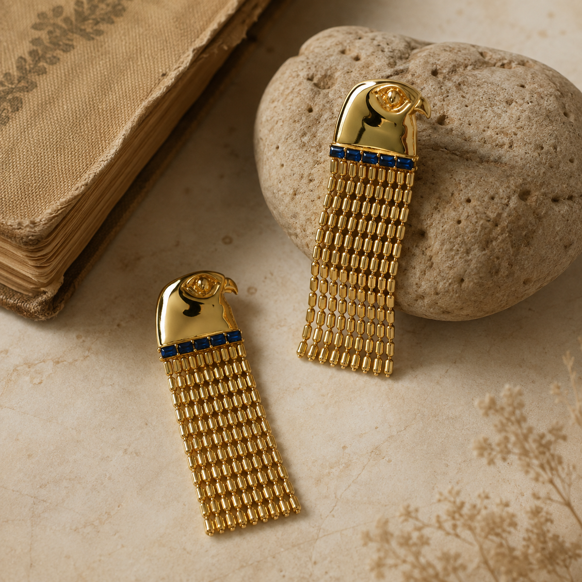 Vintage Egyptian Sun God Tassel Earrings