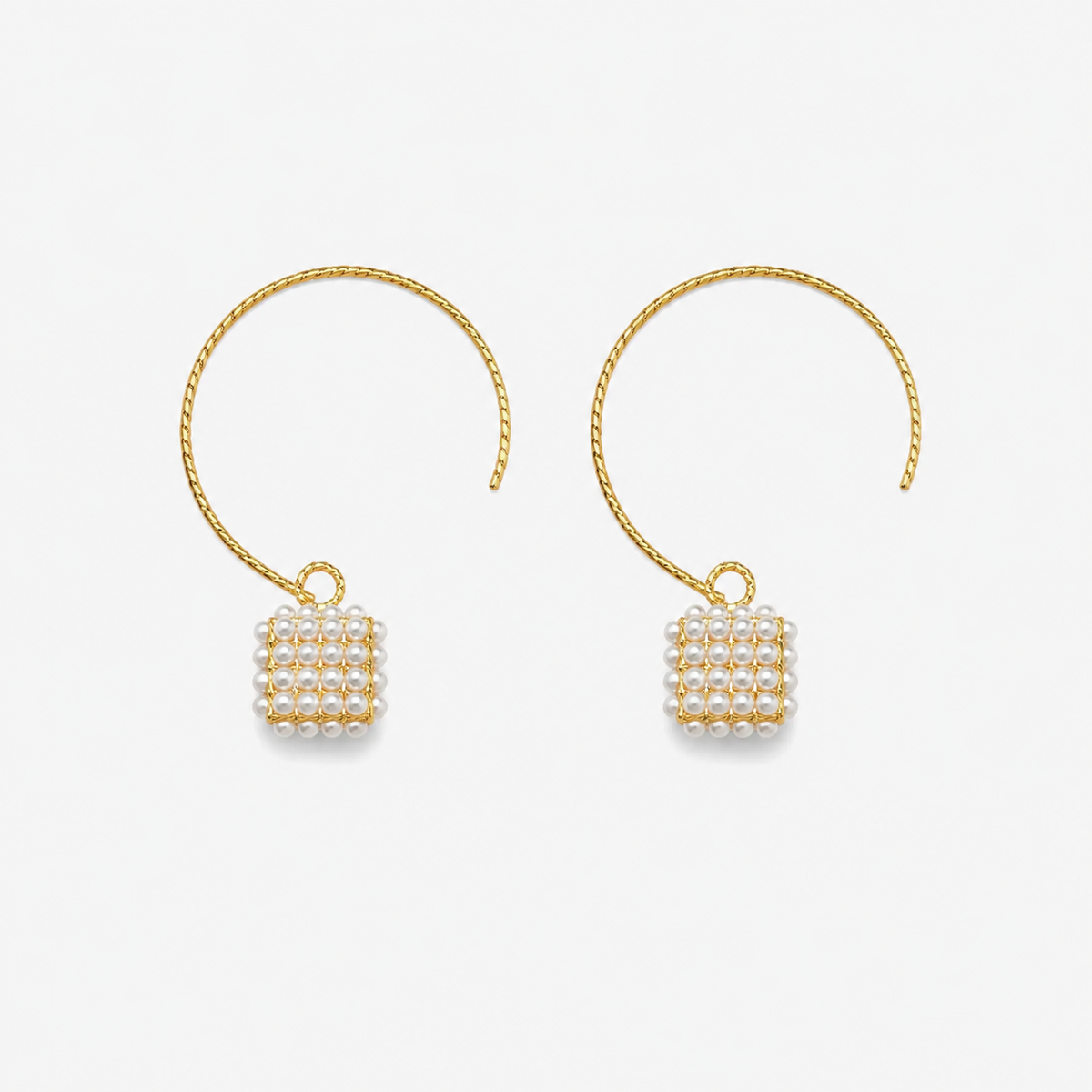 Lantern Pearl Hoop Earrings