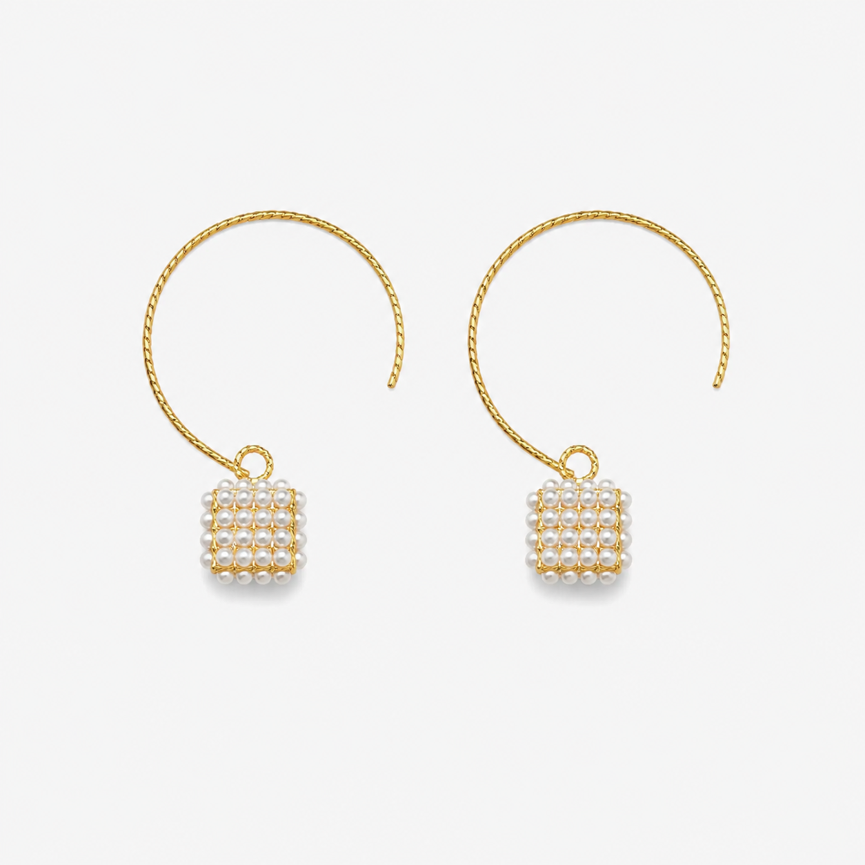 Lantern Pearl Hoop Earrings