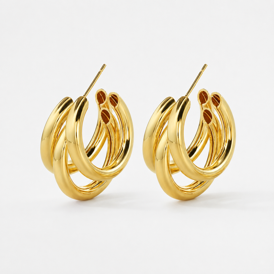 Fashion Chunky Triple Hoop Earrings