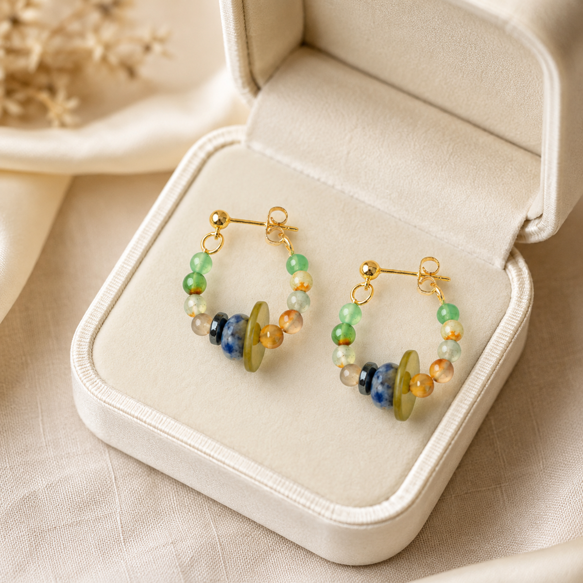 Sky Blue Natural Stone Stud Earrings