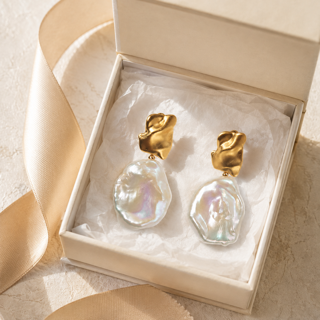 Petal Keshi Freshwater Pearl Earrings