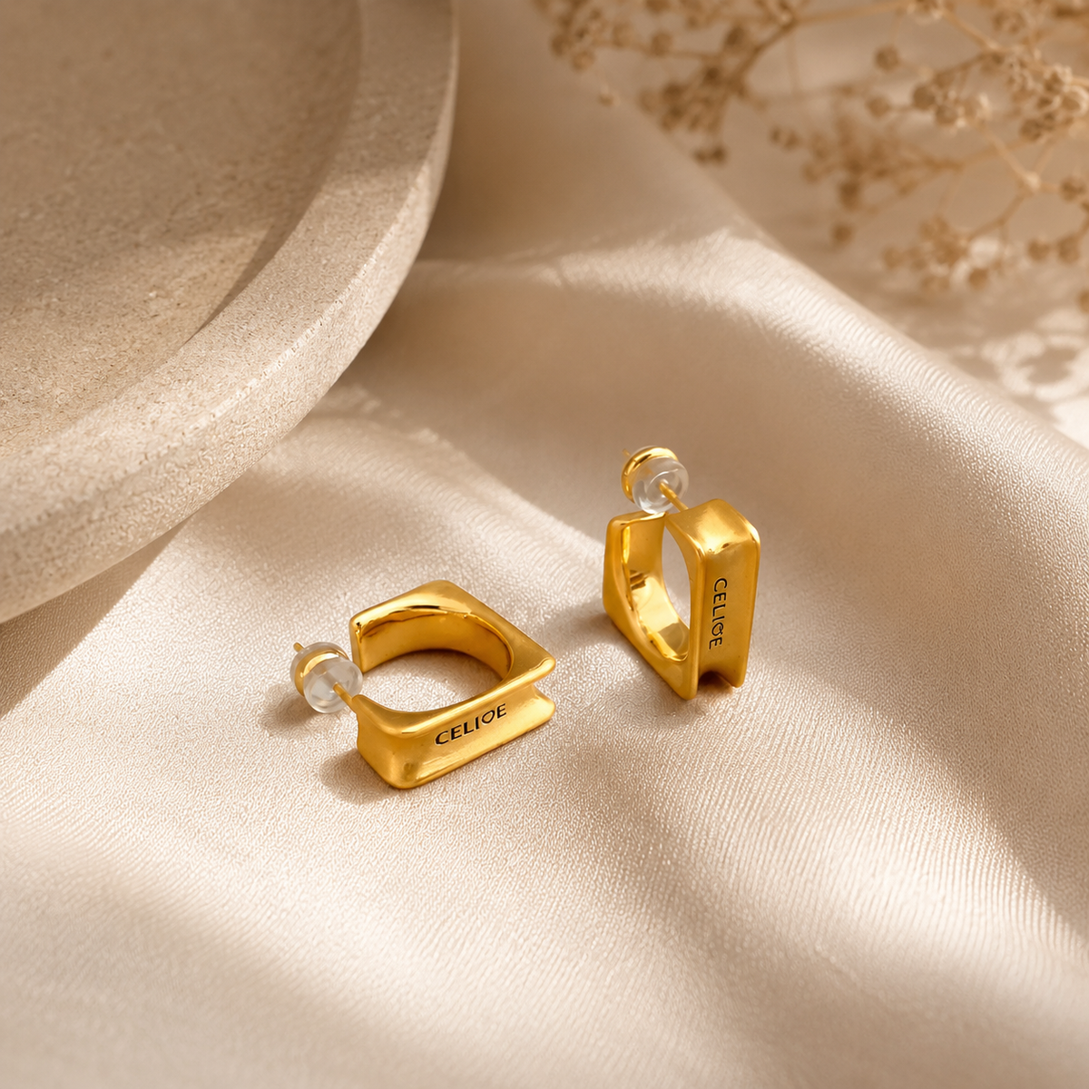 Geometric Square Stud Earrings