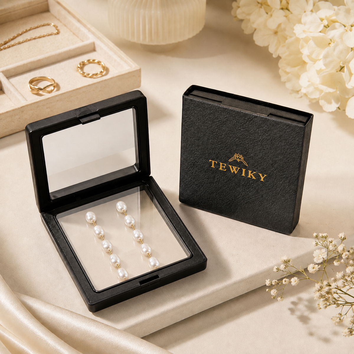 Five-Pearl Baroque Drop Earrings