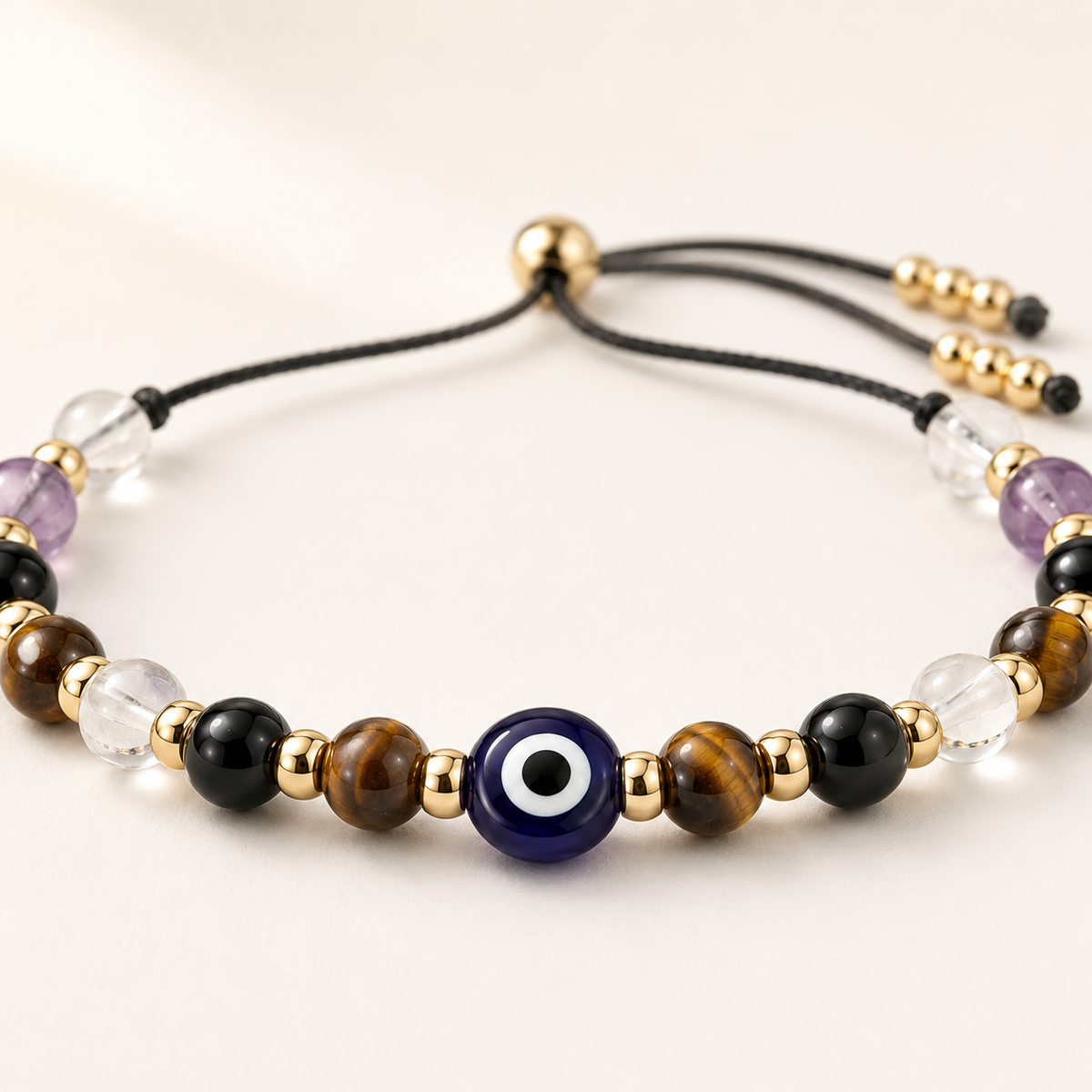 Evil Eye Natural Stone Charm Bracelet