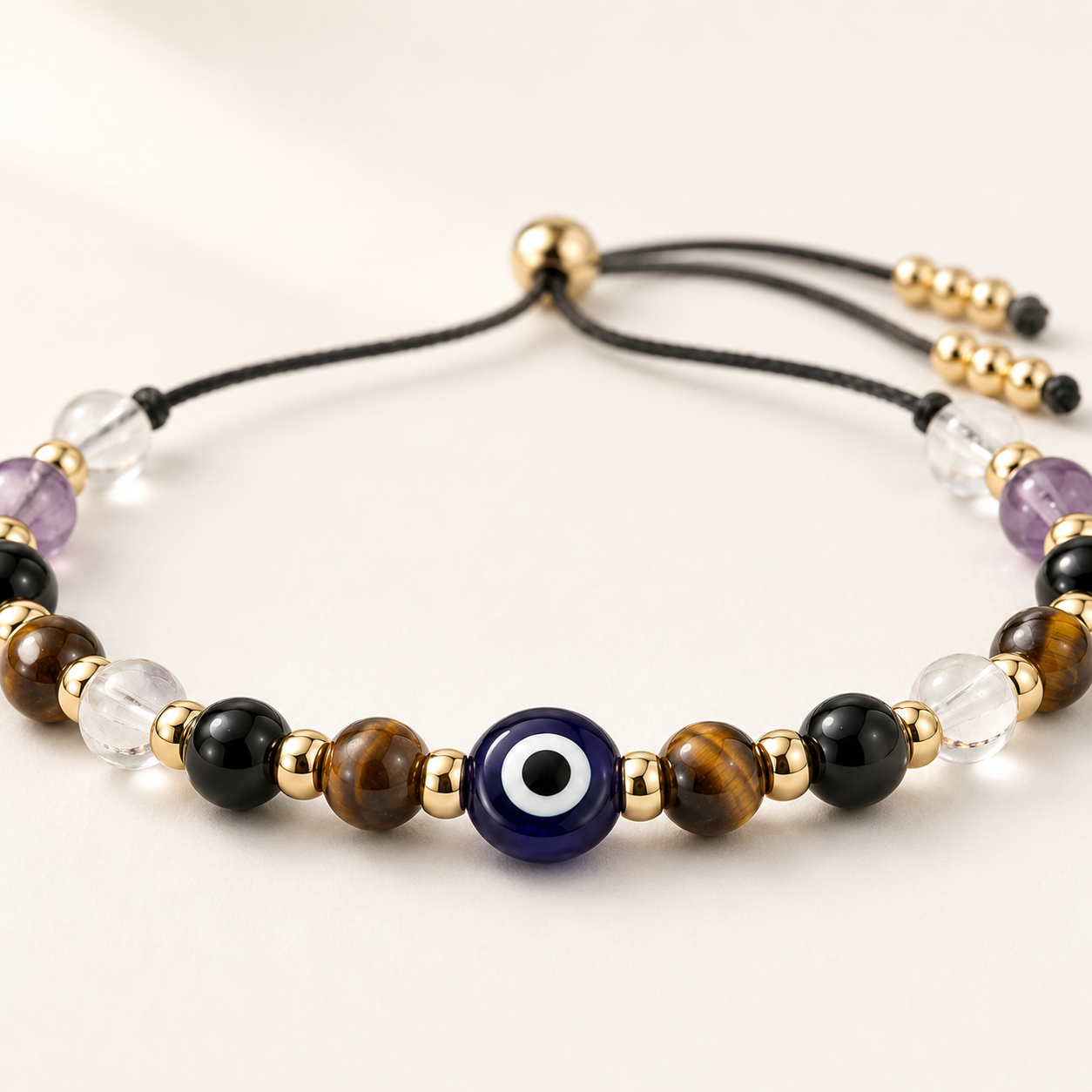 Evil Eye Natural Stone Charm Bracelet