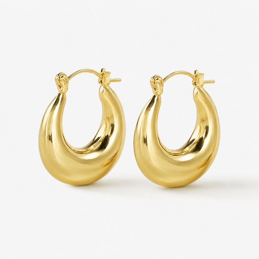 Oval Dome Hoop Earrings