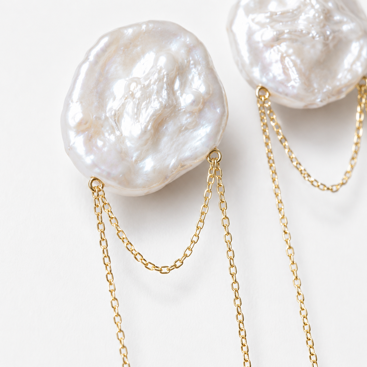 Baroque Pearl Chain Drop Earrings