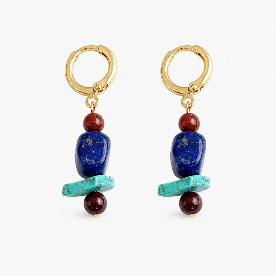 Tibetan Turquoise Dangle Earrings