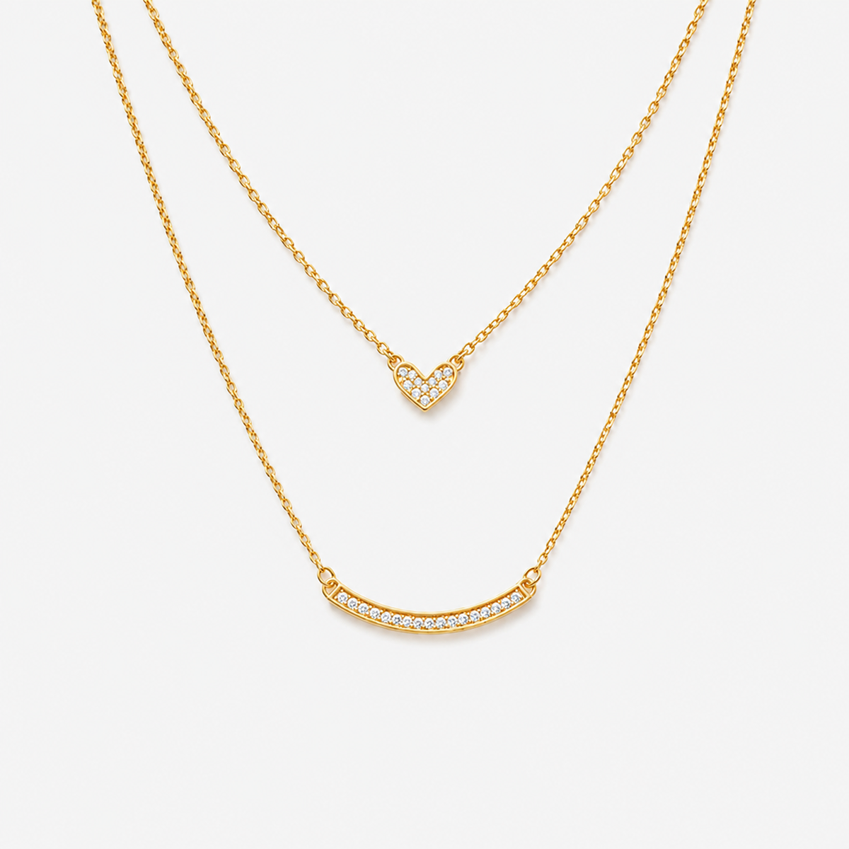 Layered Heart Bar Necklace