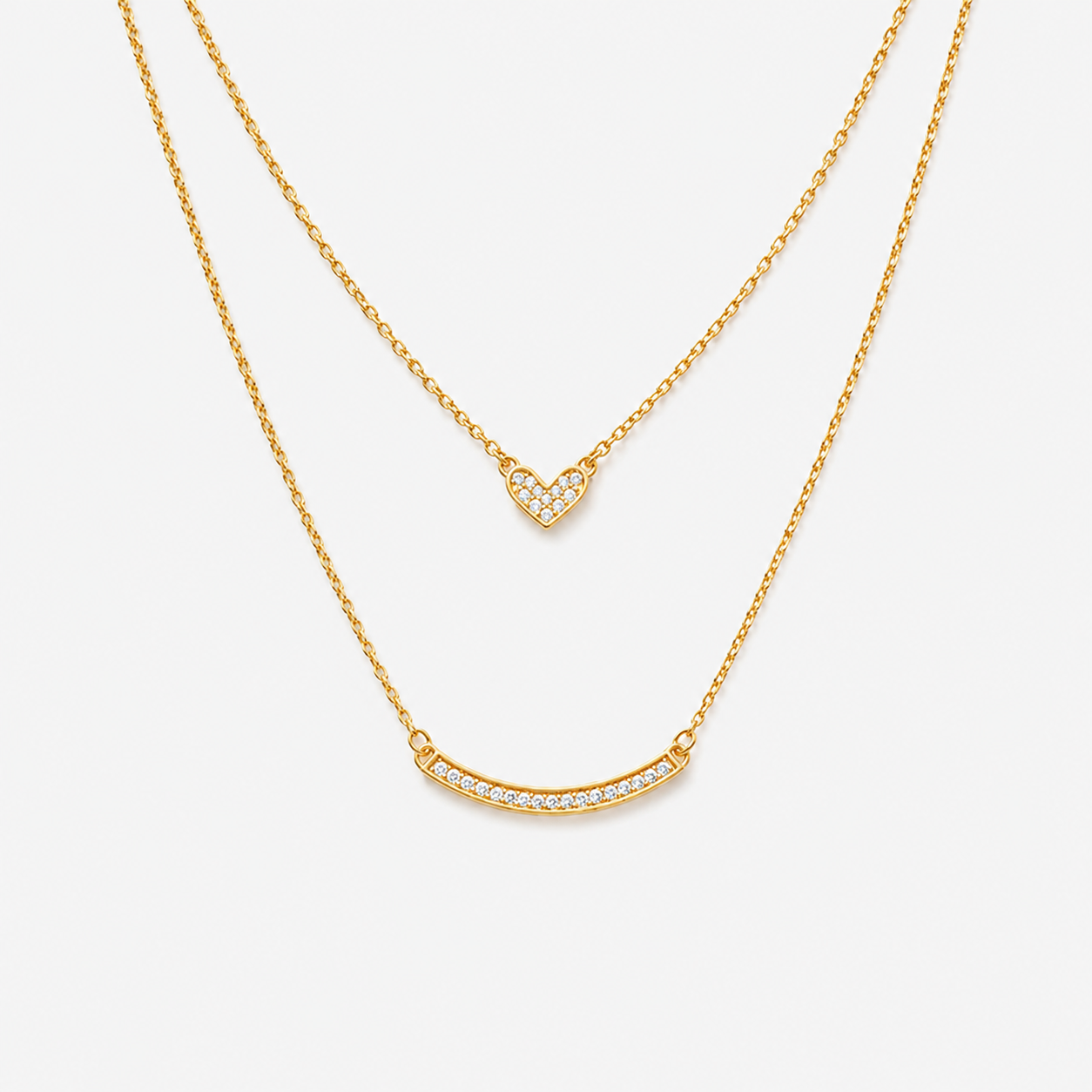 Layered Heart Bar Necklace