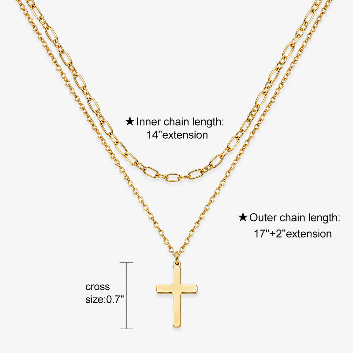 Layered Link Cross Necklace