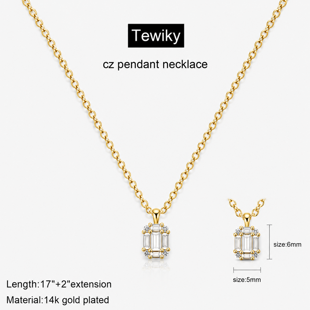 Emerald Cut CZ Pendant Necklace