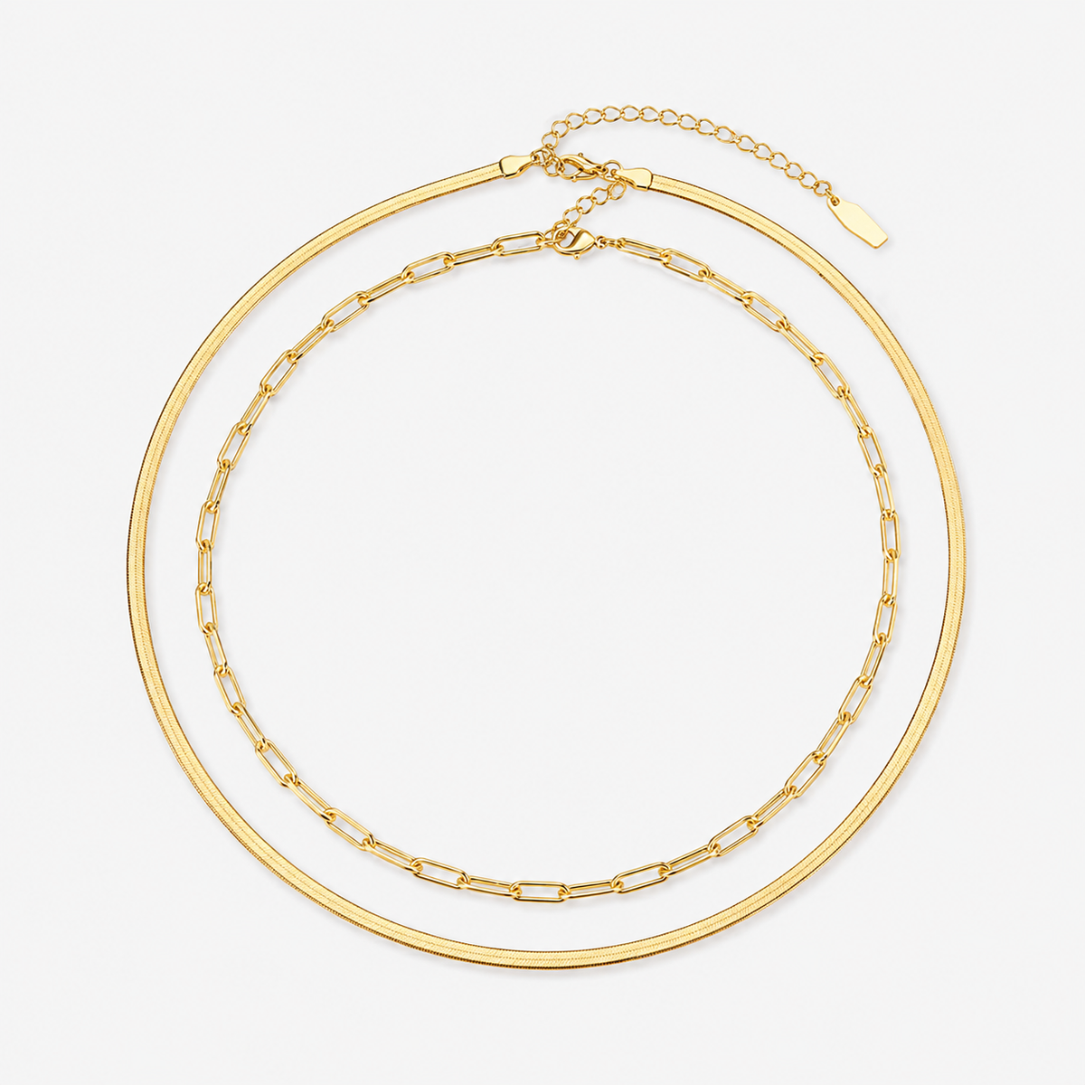 Layered Paperclip&nbsp; Herringbone Necklace