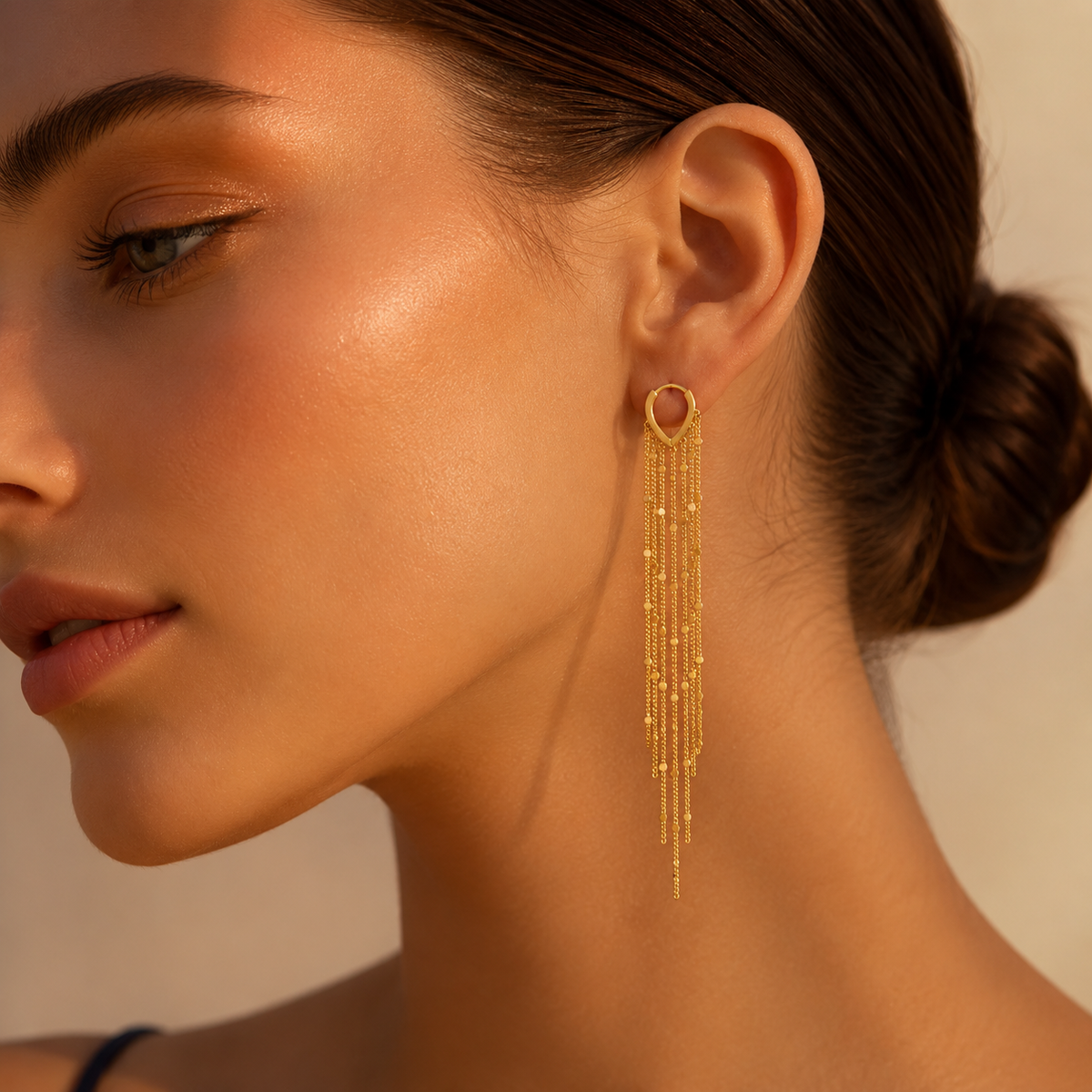 Gold Long Tassel Earrings