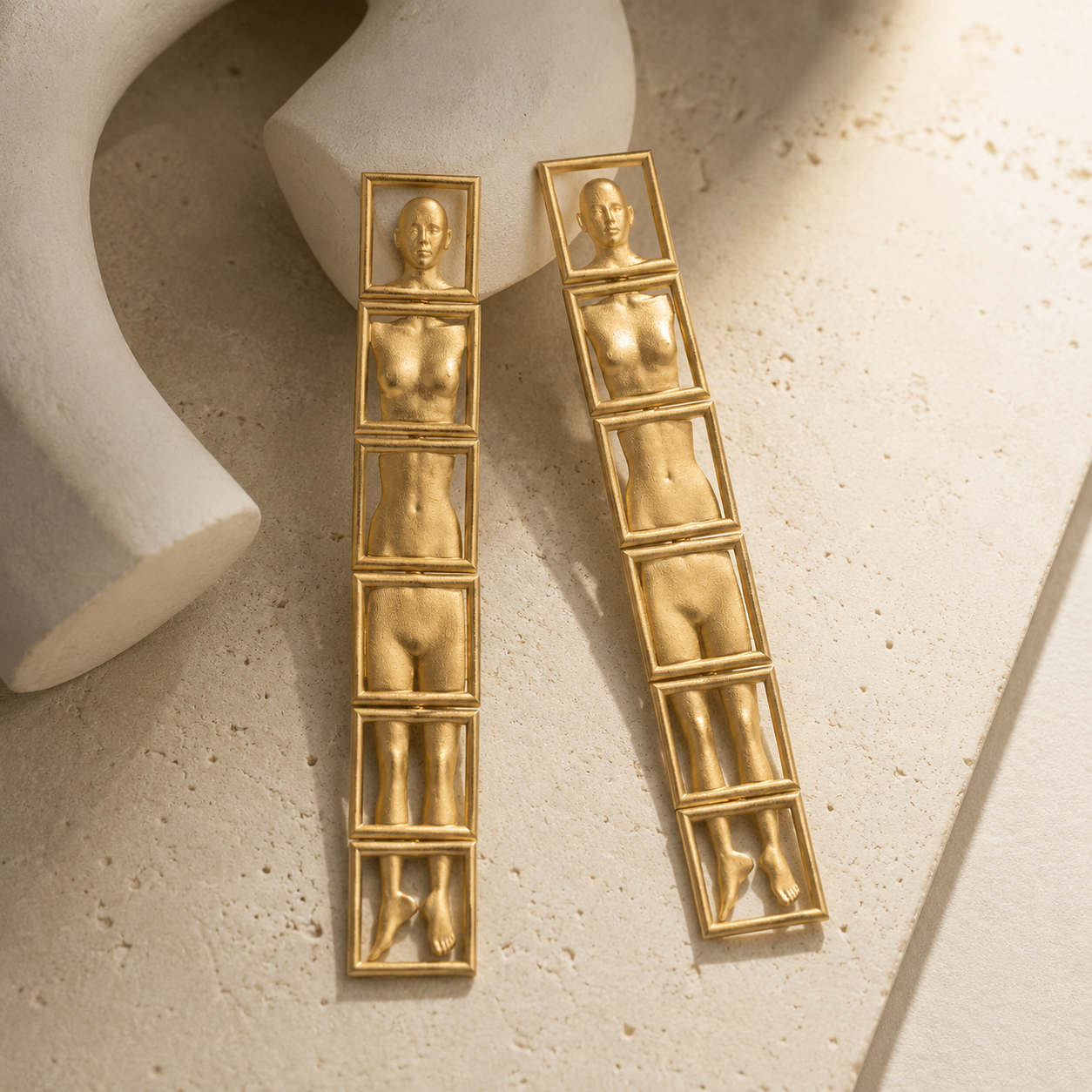 Abstract Matte Metal Stud Earrings