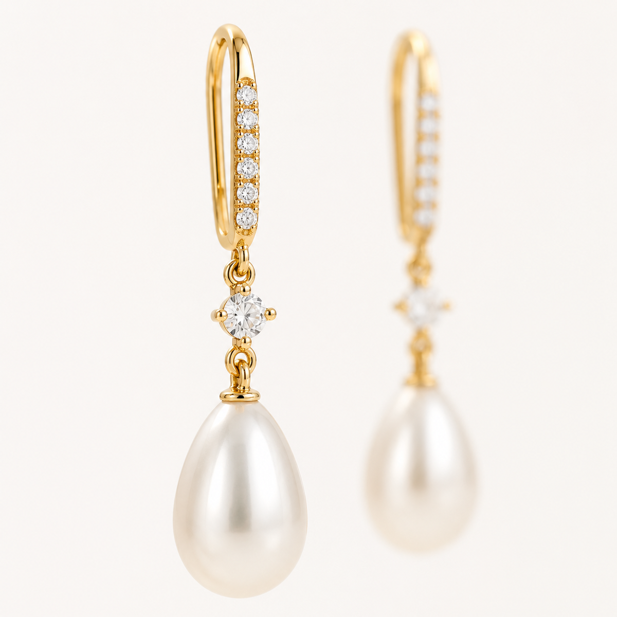 Teardrop Pearl  Crystal Earrings