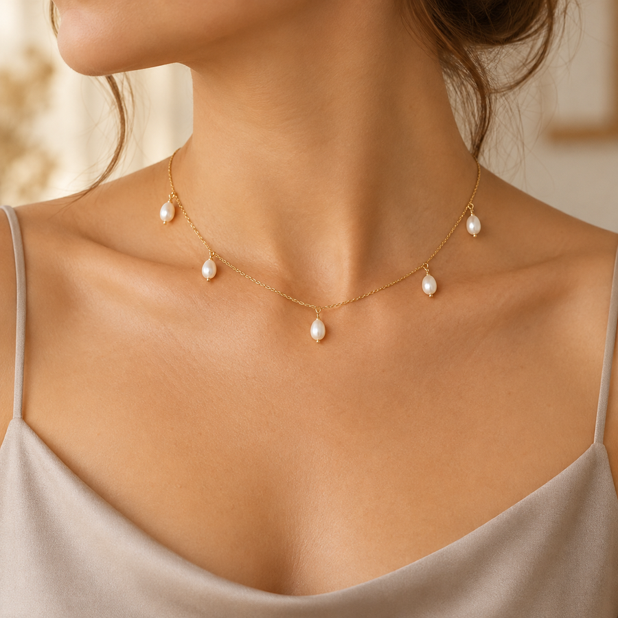 Five 4mm Pearl Choker Necklace