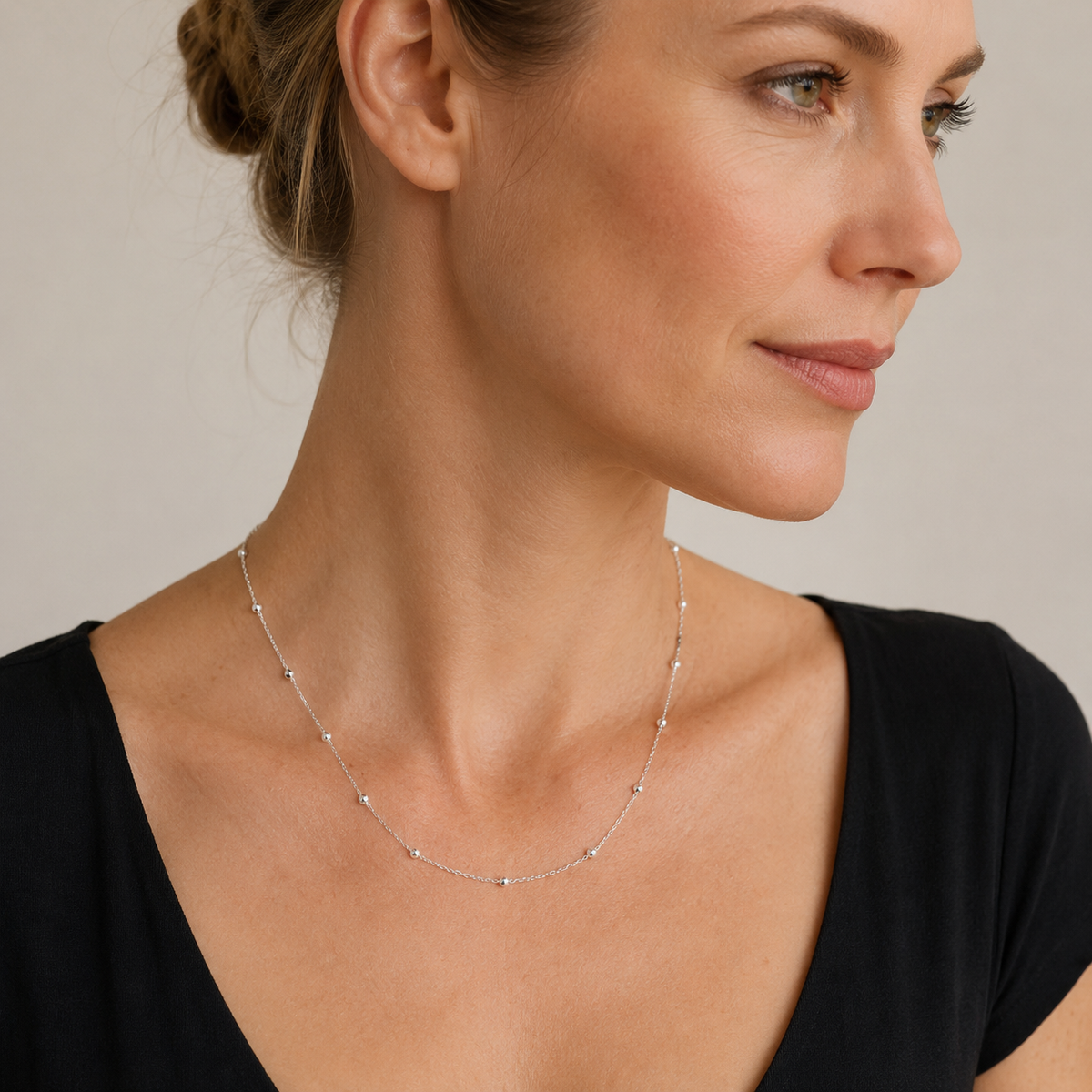 Dainty Beaded Chain Necklace