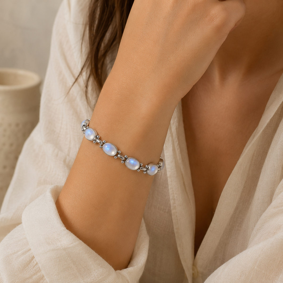 Rainbow Moonstone Gemstone Bracelet
