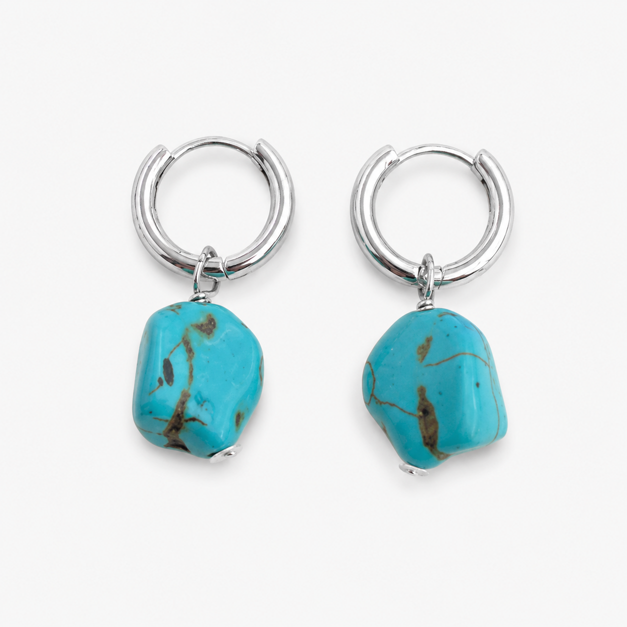 Turquoise Hoop Drop Earrings